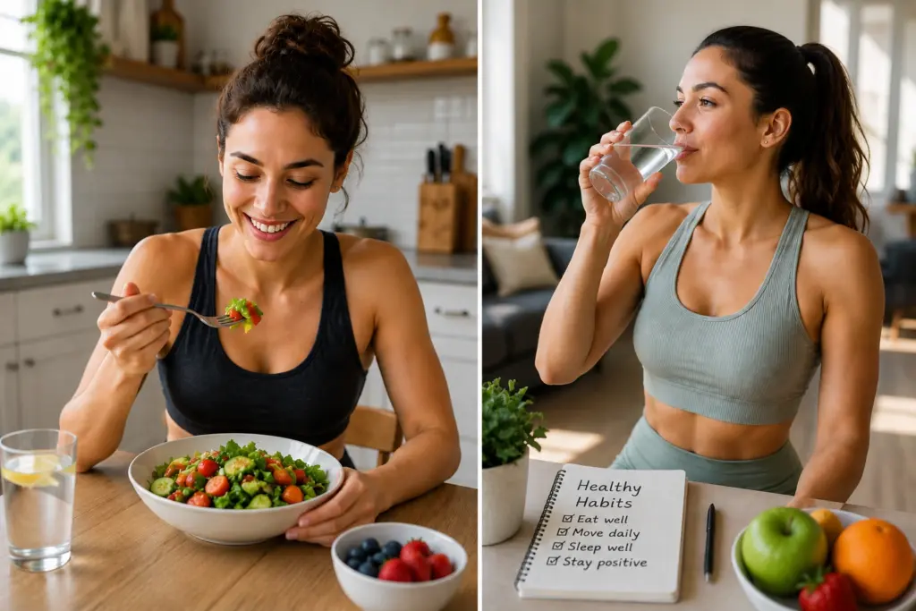 Balanced healthy meal portion representing small daily weight management habits