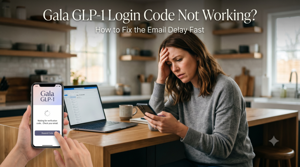 Gala GLP-1 login code error screen showing email verification delay