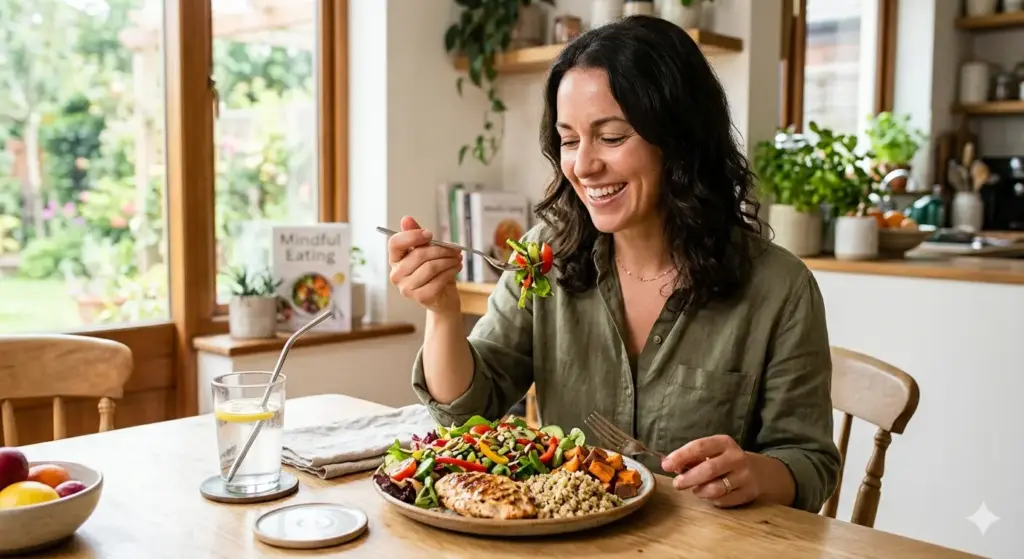Healthy meal portion representing mindful eating and natural fullness signals