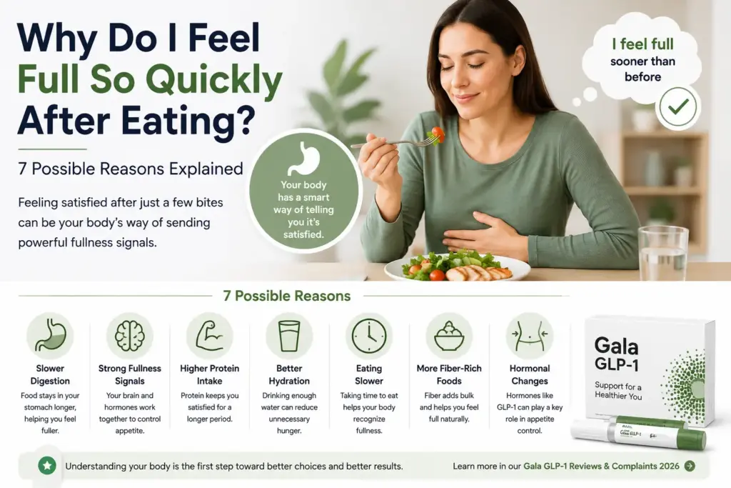 Person feeling full quickly after taking a few bites of a meal